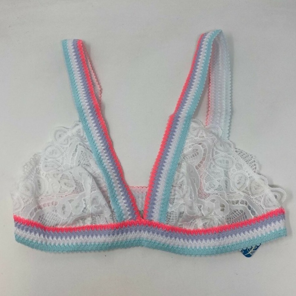 Free People Mika Colorblock Bralette Sz M Optic White Combo NWT